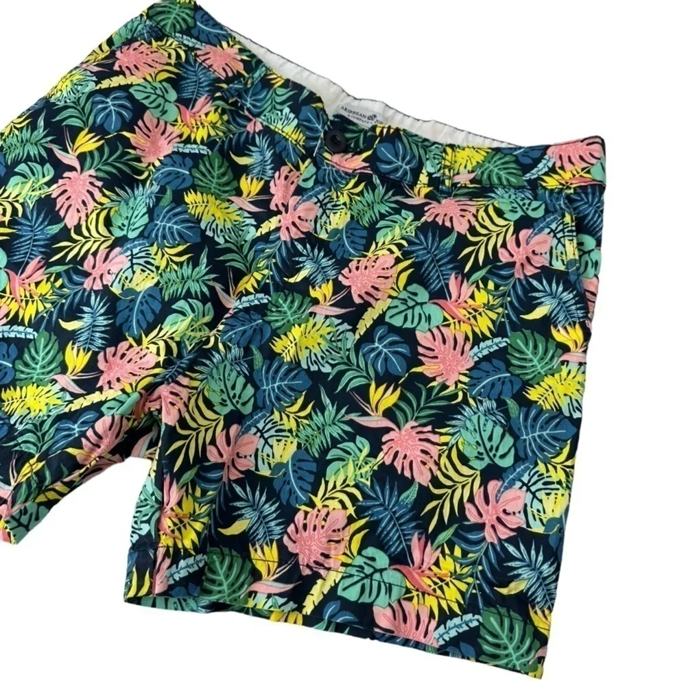 Caribbean Joe Hawaiin Floral Palm Leaf Shorts, 14